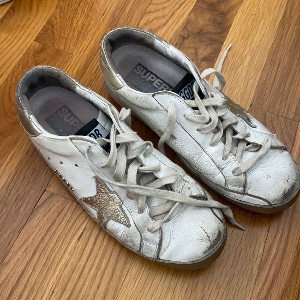 Golden goose white and gold size 37